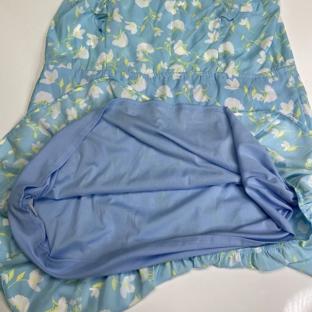 Collective Concepts Ruffled Floral Mini Dress Light Blue Size Large NEW w/o Tags - Picture 9 of 10